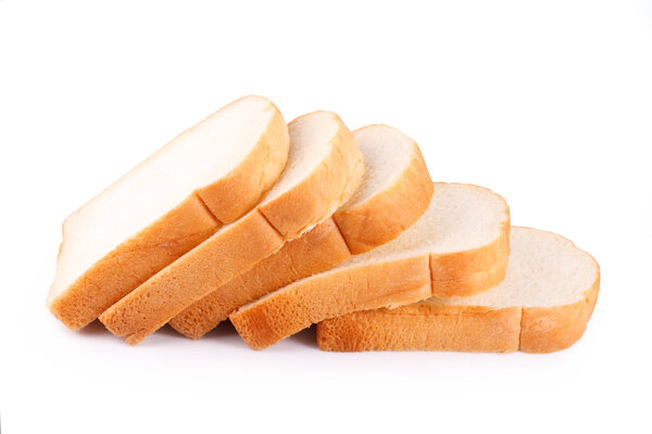 slice of bread on white background