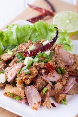 Baharatlı kavrulmuş pork salata, Tayland gıda