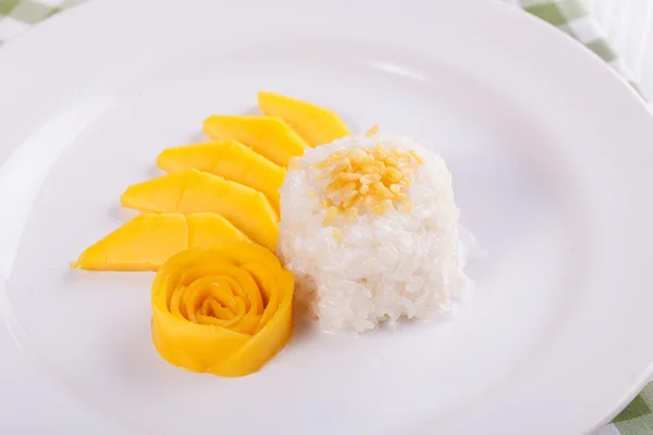 Dessert sweet sticky rice with mango coconut milk — Stock Photo, Image