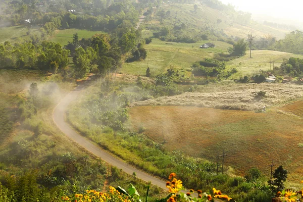 Morning sunrise and road in mountain at Khao-kho Phetchabun,Thai — Stock Photo, Image