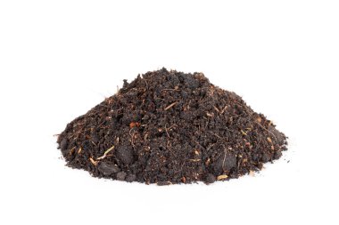 Beyaz arka plan üzerinde izole toprak humus yığın yığını