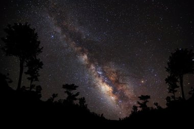 Samanyolu, uzun pozlama fotoğraf, tahıl ile