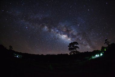 Samanyolu, uzun pozlama fotoğraf, tahıl ile
