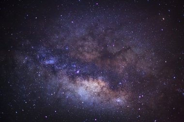 Samanyolu, uzun pozlama fotoğraf, tahıl ile yakın çekim