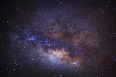 Samanyolu, uzun pozlama fotoğraf, tahıl ile yakın çekim