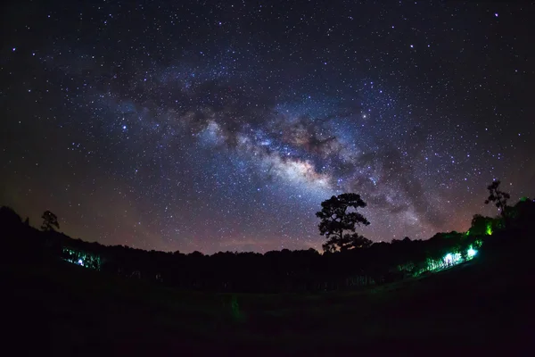 Via lattea, fotografia a lunga esposizione, con grano — Foto Stock