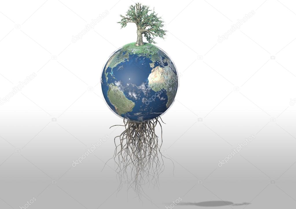 Planeta Terra Com Arvore A Crescer Stock Photo C Biopicture