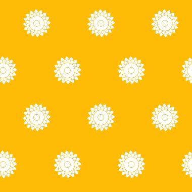 Paketleme kağıdı - Vektör grafik tasarımı için ayçiçeği sembollerinin kusursuz deseni