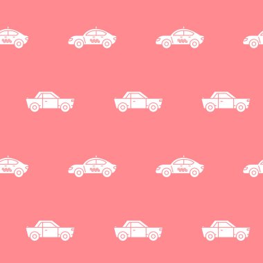 Paket kağıdı - Vektör grafik tasarımı için araba ve taksi sembollerinin kusursuz deseni
