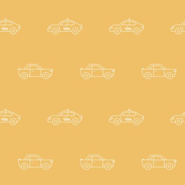 Paket kağıdı - Vektör grafik tasarımı için araba ve taksi sembollerinin kusursuz deseni