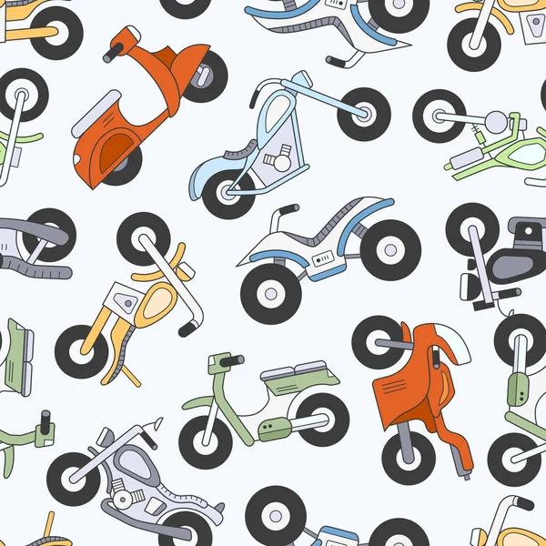 Motorbike Vector Color Background Seamless Pattern Motorcycle Bike Chopper Scooter — Stock Vector