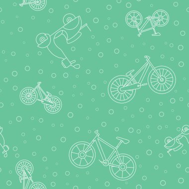 Paket kağıdı - Vektör grafik tasarımı için scooter ve bisiklet sembollerinin kusursuz deseni