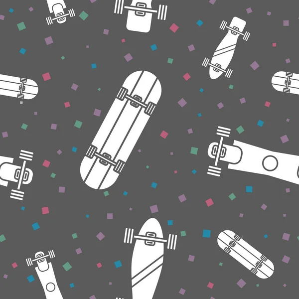 Wrapping Paper Seamless Pattern Skateboard Symbols Vector Graphic Design — Stock Vector