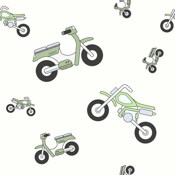 Wrapping Paper Seamless Pattern Motor Scooter Symbols Vector Graphic Design — Stock Vector