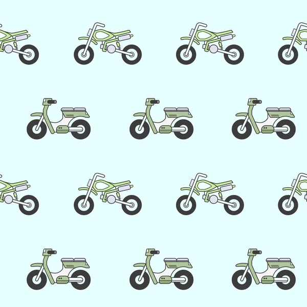 Wrapping Paper Seamless Pattern Motor Scooter Symbols Vector Graphic Design — Stock Vector