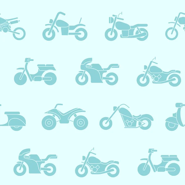 Moto Fondo Vectorial Patrón Sin Costuras Siluetas Motocicleta Bicicleta Helicóptero — Vector de stock