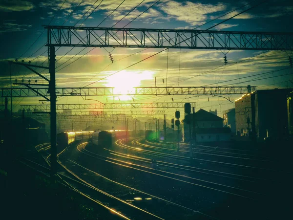 早上的铁路 — 图库照片