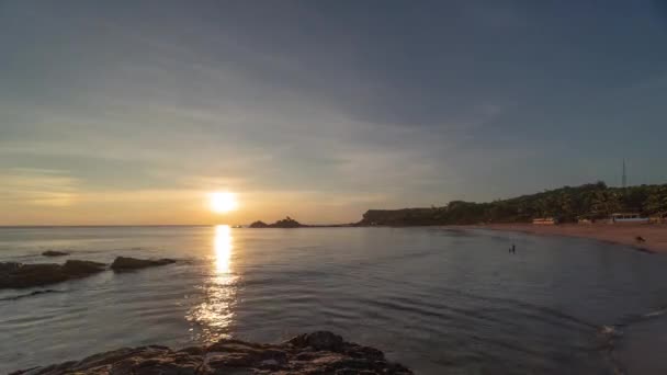 日落Om K印第安海滩时间过去4k — 图库视频影像