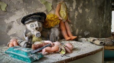 children toys in kindergarten in Pripyat clipart