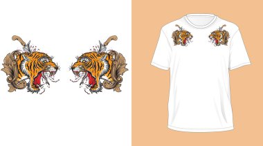 Balili kaplan başı tişört tasarımı