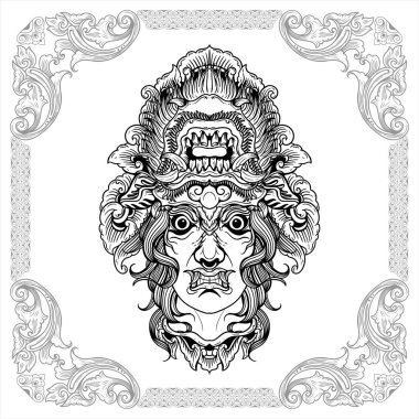  Balili şeytan maskeli el dekoratif vintage tasarım