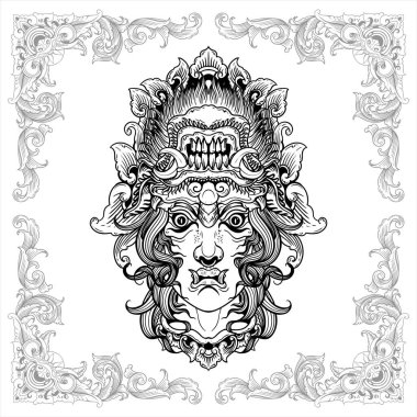  Balili şeytan maskeli el dekoratif vintage tasarım