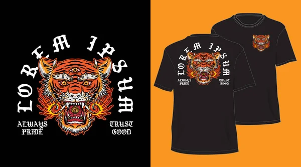 Balinesisches Tigerkopf Design Shirt — Stockvektor