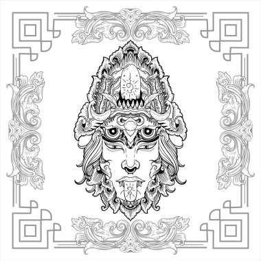  Balili şeytan maskeli el dekoratif vintage tasarım