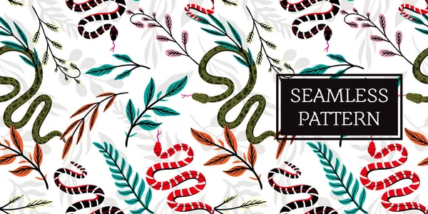 Motif Sans Couture Serpent Laisse Design Vintage — Image vectorielle