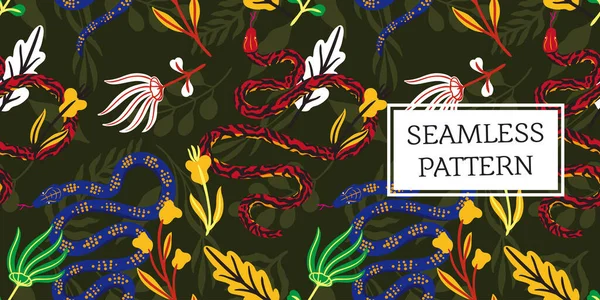 Motif Sans Couture Serpent Laisse Design Vintage — Image vectorielle