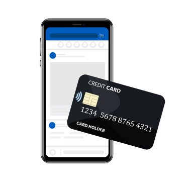 POS ve NFC ödeme teknolojisi konsepti. Cihazı POS terminaline yaklaştırarak ödeme. Düz vektör illüstrasyonu