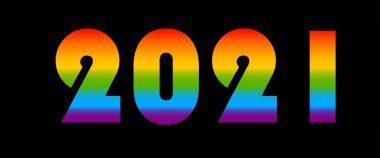 Gökkuşağı rengi LGBT ile 2021, aşkın sembolü. Vektör illüstrasyonu.