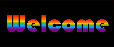 LGBT gökkuşağı renginde hoş geldiniz. Vektör illüstrasyonu