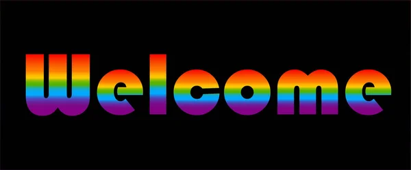 Welkom belettering in LGBT regenboog kleur. Vectorillustratie — Stockvector