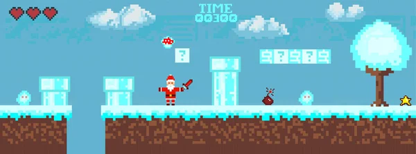 Interface Jeu Pixel Ordinateur Personnage Santa Claus Vue Bits Bataille — Photo