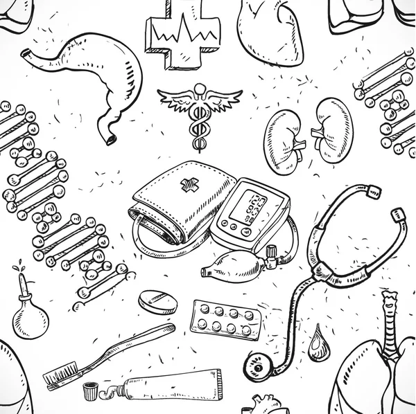 Ιατρική doodle ομοιογενές φόντο — Διανυσματικό Αρχείο