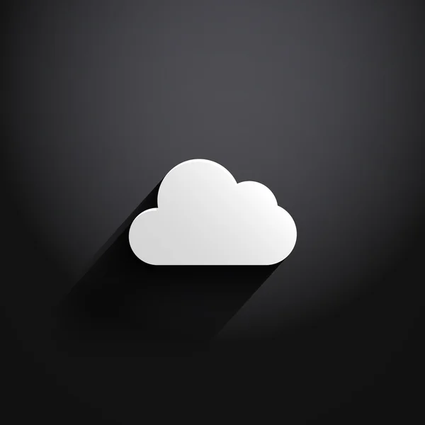 White cloud icon isolated on black background — Stock Vector