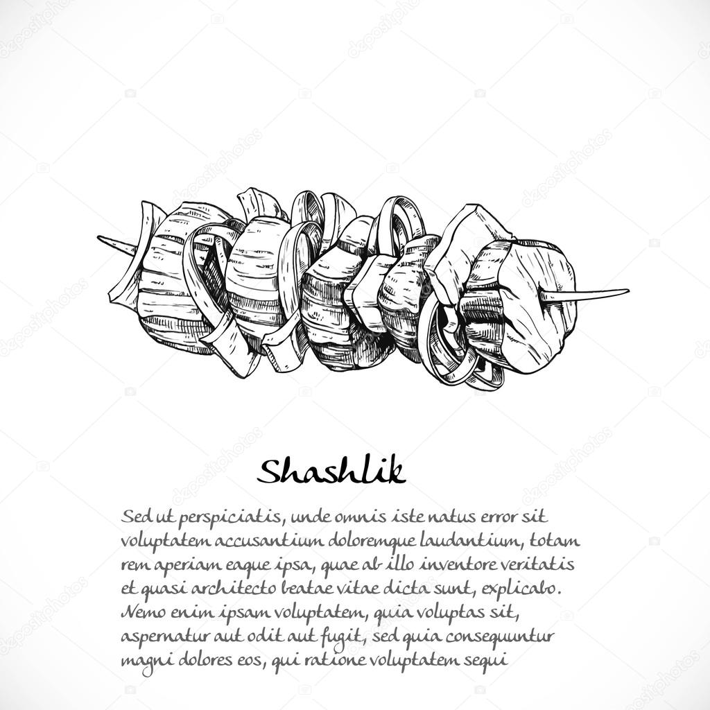 Background for your text with doodles on Caucasian cuisine - ske