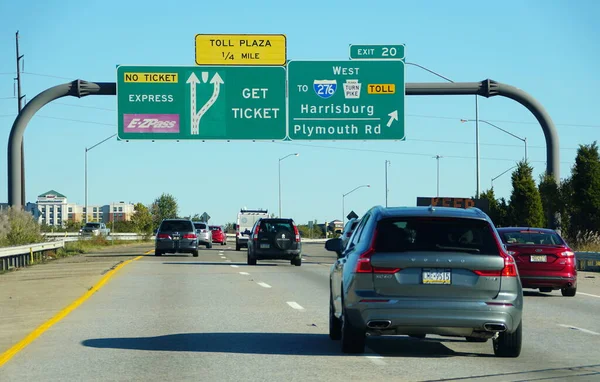 Plymouth Meeting Pennsylvania Usa Жовтня 2020 Вид Трафік Interstate 476 — стокове фото