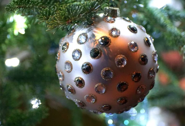 Ornamento Cristal Embutido Prata Árvore Natal — Fotografia de Stock