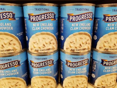 Wilmington, Delaware, ABD - 1 Aralık 2020 New England istiridye çorbası yığını