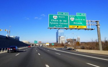 McLean, Virginia, U.S.A - December 6, 2020 - The view of the traffic on Interstate 495 clipart