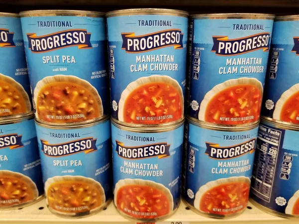 Уилмингтон Делавэр Сша Декабря 2020 Года Cans Manhattan Clam Chowder — стоковое фото