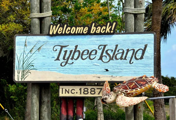 Tybee Island Georgia November 2016 Welcoming Sign Island — Stock Photo, Image