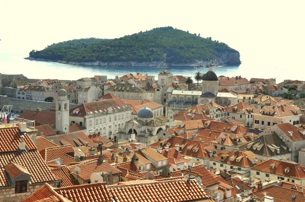 Dubrovnik Horvátország 2014 Május Város Egy Sziget Látképe Városfal Tetejéről — Stock Fotó