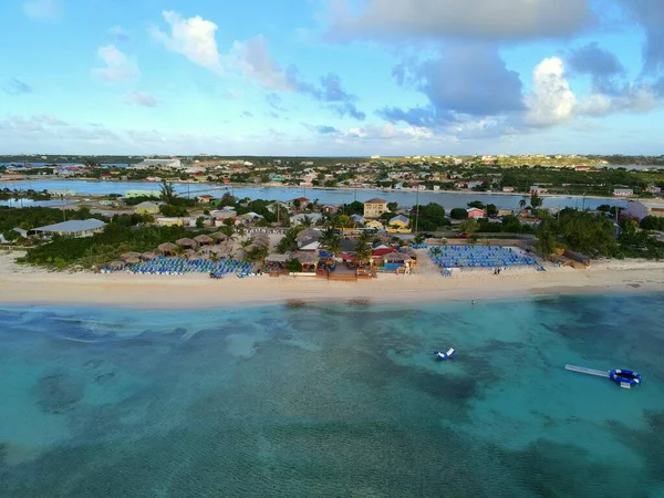 Aerial View Resorts Shore Private White Beaches Grand Turk Turks — Fotografia de Stock