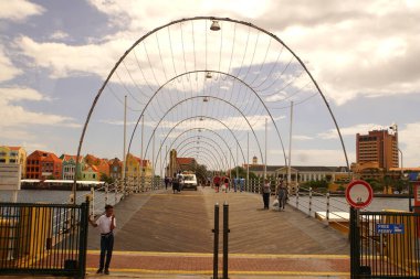 Willemstad, Curacao - November 16, 2018 - The view of the famous Queen Emma Bridge during the day