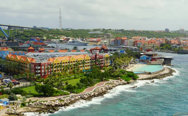 Willemstad Curacao November 2018 Aerial View Buildings Resorts Anna Bay — Foto Stock
