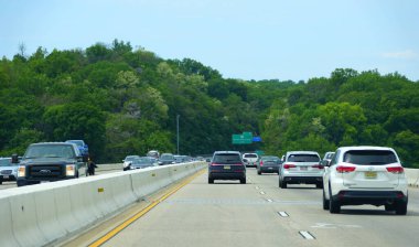 Cecil County, Maryland, U.S.A - May 17, 2021 - The traffic on the Millard E Tydings Memorial Bridge by Interstate 95 South clipart