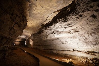 Kentucky, ABD yakınlarındaki Mamut Mağara Ulusal Parkı 'nın içinde büyük bir yürüyüş yolu.